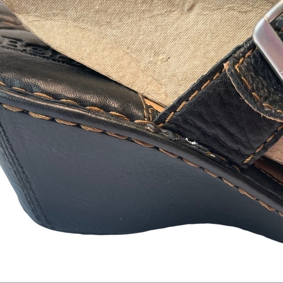 Born Women's Brown Pebbled Leather Strappy Summer Slide On Wedge Sandal Size 10 - Picture 5 of 11